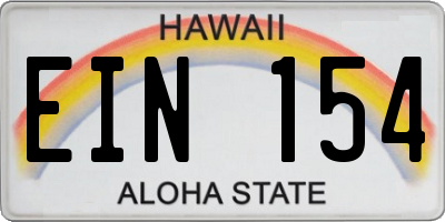 HI license plate EIN154