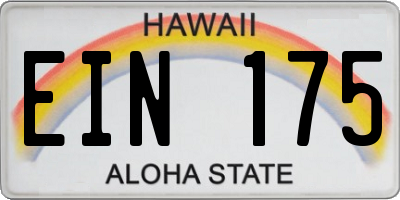 HI license plate EIN175
