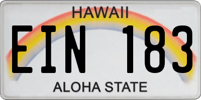 HI license plate EIN183