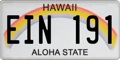 HI license plate EIN191