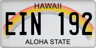 HI license plate EIN192