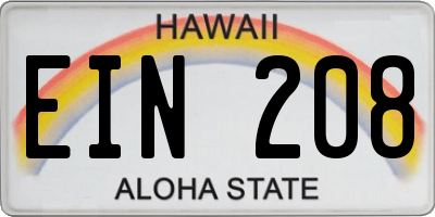 HI license plate EIN208