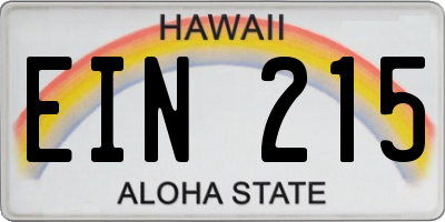 HI license plate EIN215