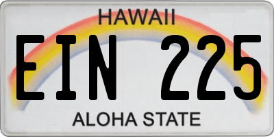 HI license plate EIN225