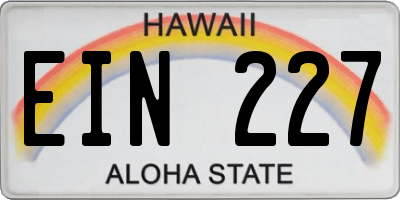 HI license plate EIN227