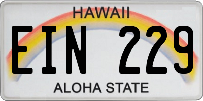 HI license plate EIN229