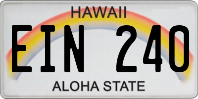 HI license plate EIN240