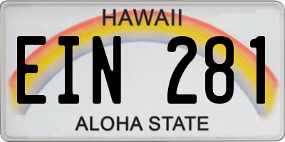 HI license plate EIN281