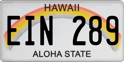 HI license plate EIN289