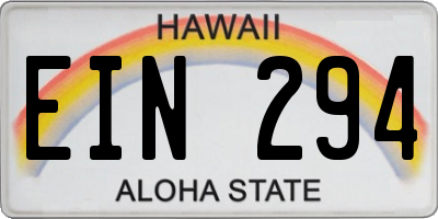 HI license plate EIN294