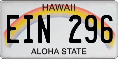 HI license plate EIN296