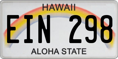HI license plate EIN298