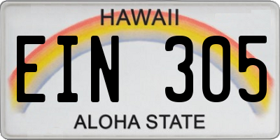 HI license plate EIN305