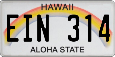 HI license plate EIN314