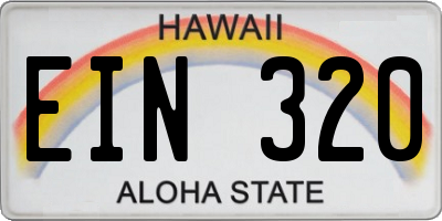 HI license plate EIN320