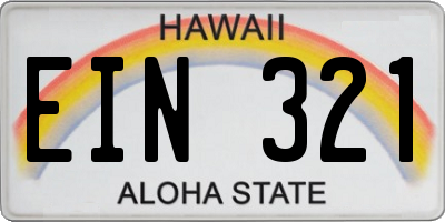 HI license plate EIN321
