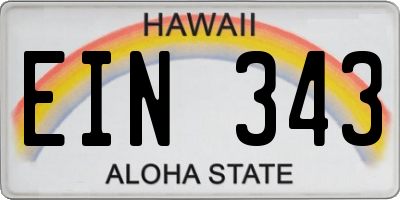 HI license plate EIN343