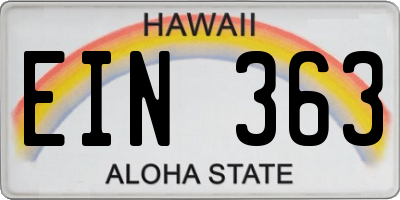 HI license plate EIN363