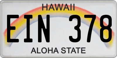 HI license plate EIN378