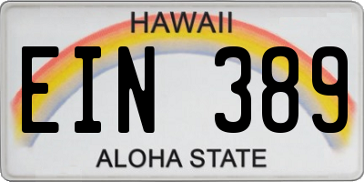 HI license plate EIN389