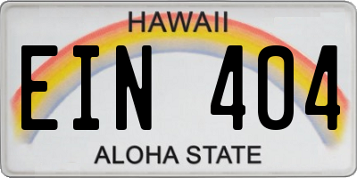 HI license plate EIN404