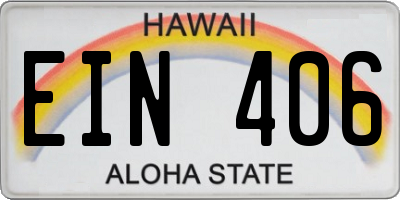 HI license plate EIN406