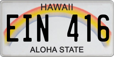 HI license plate EIN416