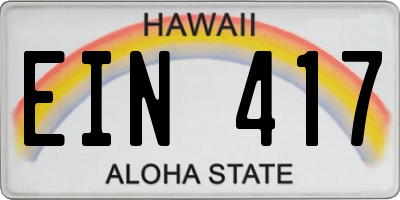 HI license plate EIN417