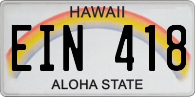 HI license plate EIN418