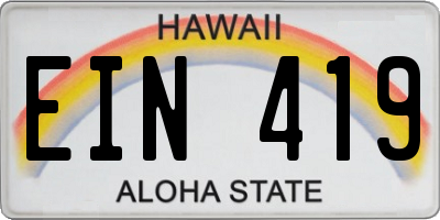 HI license plate EIN419