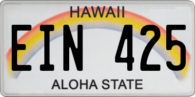 HI license plate EIN425