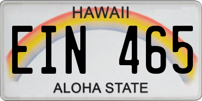 HI license plate EIN465