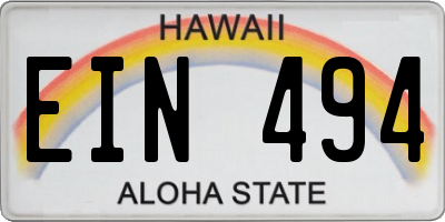 HI license plate EIN494