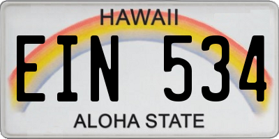HI license plate EIN534