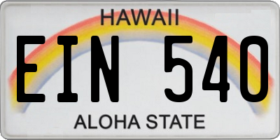 HI license plate EIN540