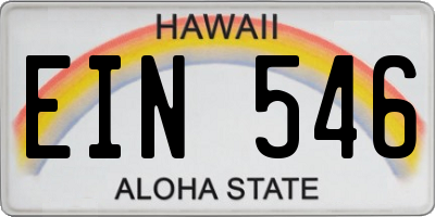 HI license plate EIN546