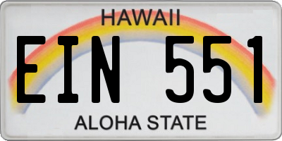 HI license plate EIN551