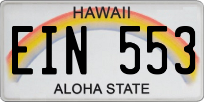HI license plate EIN553