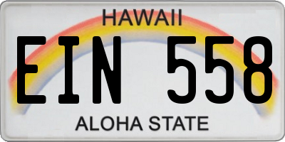 HI license plate EIN558