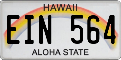 HI license plate EIN564