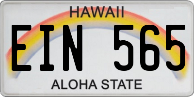 HI license plate EIN565
