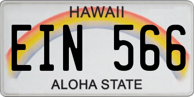 HI license plate EIN566