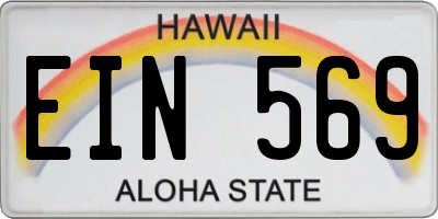 HI license plate EIN569