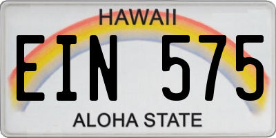 HI license plate EIN575