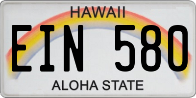 HI license plate EIN580