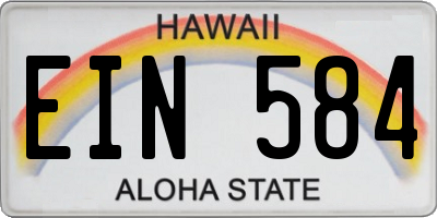 HI license plate EIN584