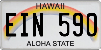 HI license plate EIN590