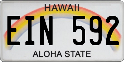 HI license plate EIN592