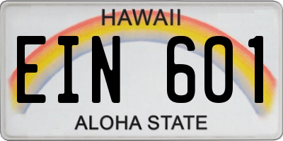 HI license plate EIN601