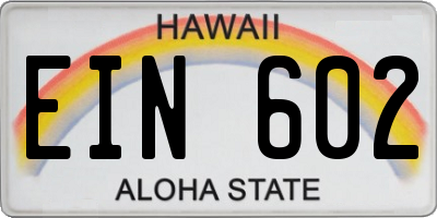 HI license plate EIN602